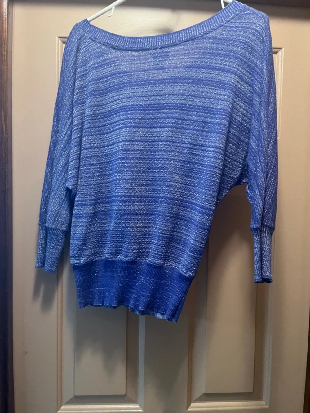 Mudd Blue Marled Crewneck Sweater with Metallic Thread - Picture 2 of 3